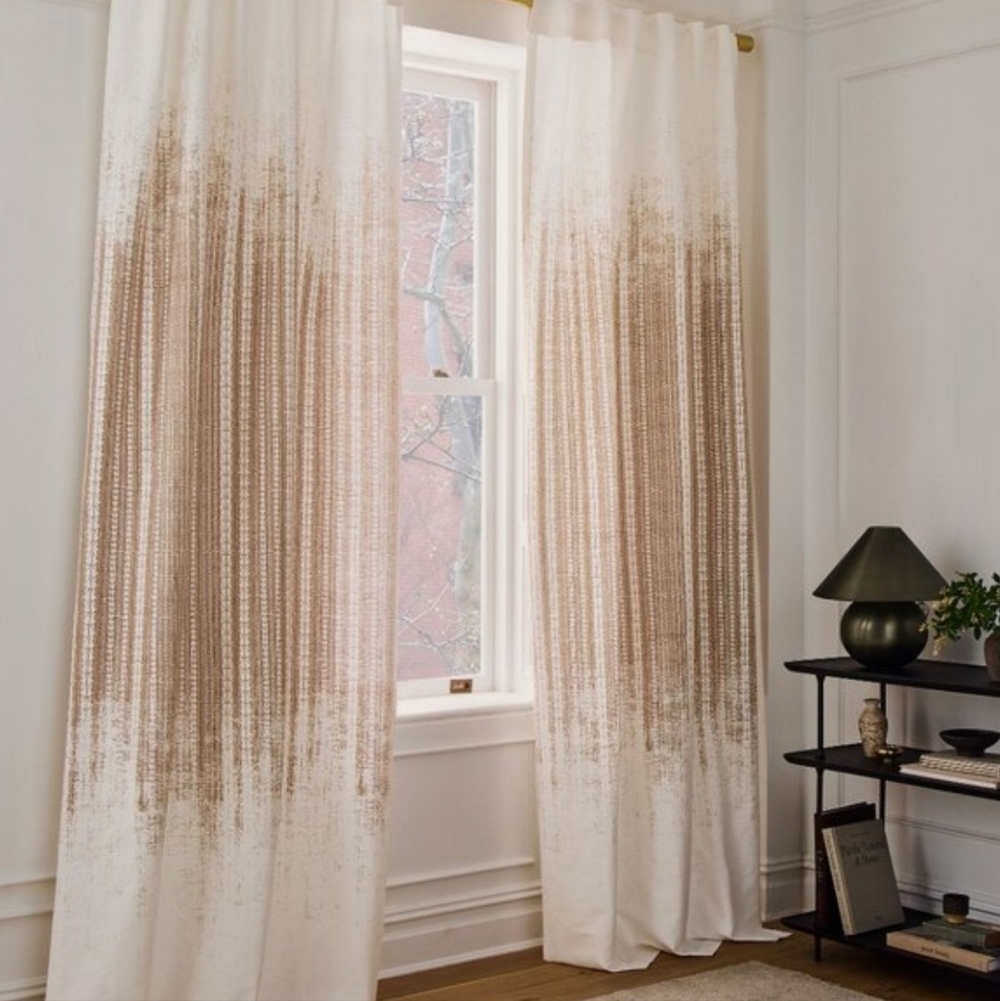 West elm Echo Print Curtains - Gold Dust Panel Pairs NWOT